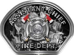 
	Assistant Chief Fire Fighter, EMS, Rescue Helmet Face Decal Reflective in Inferno Gray 
