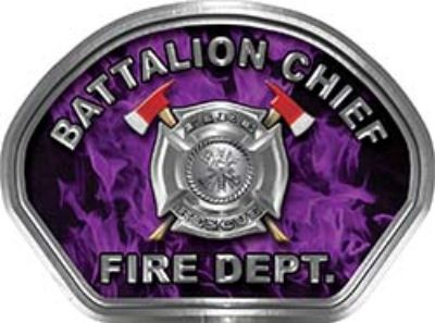  
	Battalion Chief Fire Fighter, EMS, Rescue Helmet Face Decal Reflective in Inferno Purple 
