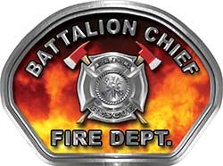  
	Battalion Chief Fire Fighter, EMS, Rescue Helmet Face Decal Reflective in Real Fire 
