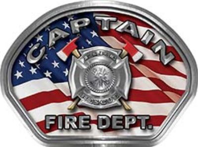  
	Captain Fire Fighter, EMS, Rescue Helmet Face Decal Reflective With American Flag 
