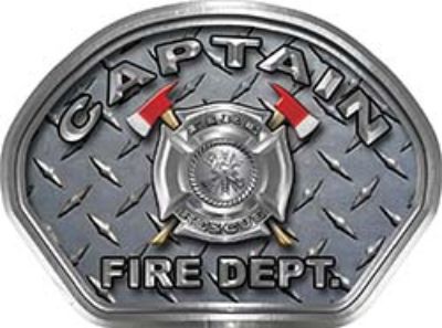  
	Captain Fire Fighter, EMS, Rescue Helmet Face Decal Reflective With Diamond Plate 
