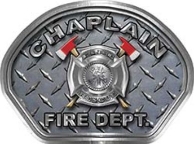  
	Chaplain Fire Fighter, EMS, Rescue Helmet Face Decal Reflective With Diamond Plate 
