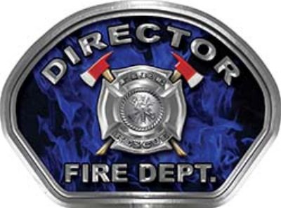  
	Director Fire Fighter, EMS, Rescue Helmet Face Decal Reflective in Inferno Blue 
