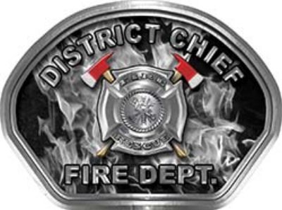  
	District Chief Fire Fighter, EMS, Rescue Helmet Face Decal Reflective in Inferno Gray 
