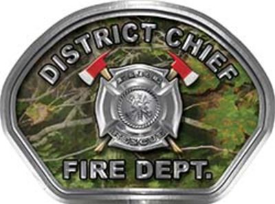  
	District Chief Fire Fighter, EMS, Rescue Helmet Face Decal Reflective in Real Camo 
