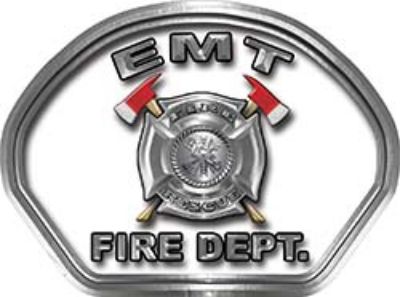  
	EMT Fire Fighter, EMS, Rescue Helmet Face Decal Reflective in White 
