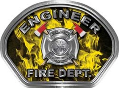  
	Engineer Fire Fighter, EMS, Rescue Helmet Face Decal Reflective in Inferno Yellow 
