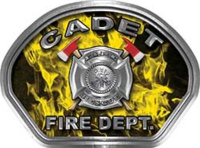  
	Cadet Fire Fighter, EMS, Rescue Helmet Face Decal Reflective in Inferno Yellow 
