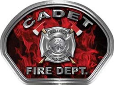  
	Cadet Fire Fighter, EMS, Rescue Helmet Face Decal Reflective in Inferno Red 
