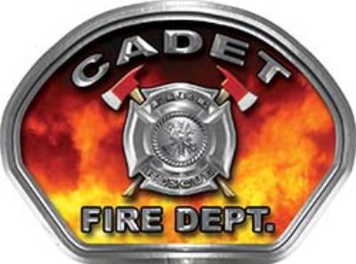  
	Cadet Fire Fighter, EMS, Rescue Helmet Face Decal Reflective in Real Fire 
