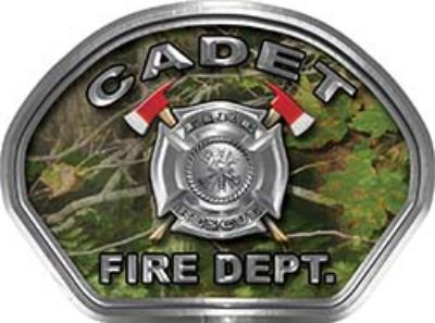  
	Cadet Fire Fighter, EMS, Rescue Helmet Face Decal Reflective in Real Camo 
