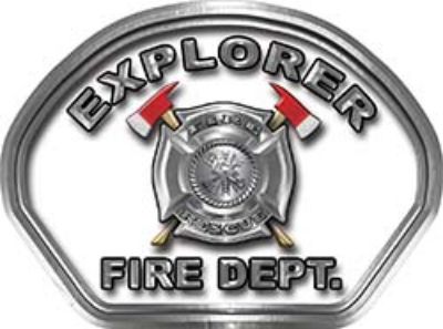  
	Explorer Fire Fighter, EMS, Rescue Helmet Face Decal Reflective in White 

