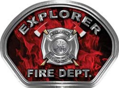  
	Explorer Fire Fighter, EMS, Rescue Helmet Face Decal Reflective in Inferno Red 
