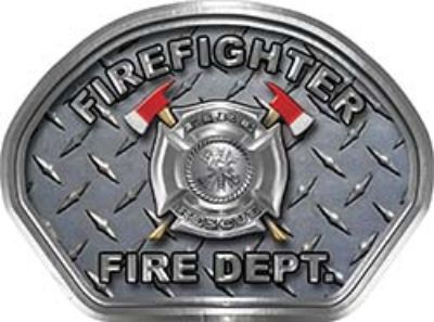  
	Firefighter Fire Fighter, EMS, Rescue Helmet Face Decal Reflective With Diamond Plate 
