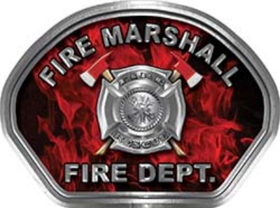  
	Fire Marshall Fire Fighter, EMS, Rescue Helmet Face Decal Reflective in Inferno Red 
