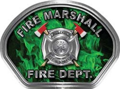  
	Fire Marshall Fire Fighter, EMS, Rescue Helmet Face Decal Reflective in Inferno Green 
