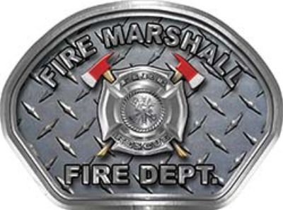  
	Fire Marshall Fire Fighter, EMS, Rescue Helmet Face Decal Reflective With Diamond Plate 
