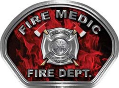  
	Fire Medic Fire Fighter, EMS, Rescue Helmet Face Decal Reflective in Inferno Red 
