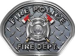  
	Fire Police Fire Fighter, EMS, Rescue Helmet Face Decal Reflective With Diamond Plate 
