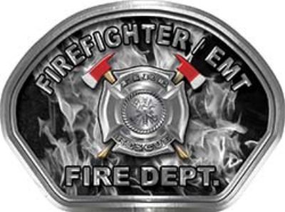  
	Firefighter EMT Fire Fighter, EMS, Rescue Helmet Face Decal Reflective in Inferno Gray 
