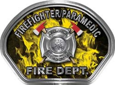  
	Firefighter PARAMEDIC Fire Fighter, EMS, Rescue Helmet Face Decal Reflective in Inferno Yellow 
