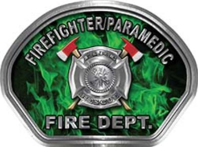  
	Firefighter PARAMEDIC Fire Fighter, EMS, Rescue Helmet Face Decal Reflective in Inferno Green 
