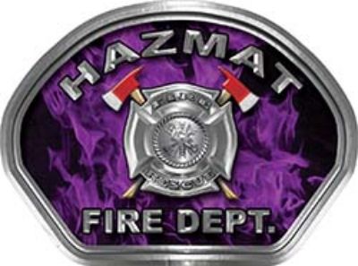  
	Hazmat Fire Fighter, EMS, Rescue Helmet Face Decal Reflective in Inferno Purple 
