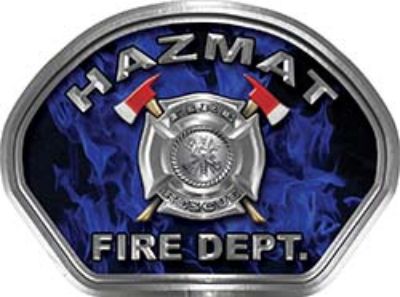  
	Hazmat Fire Fighter, EMS, Rescue Helmet Face Decal Reflective in Inferno Blue 
