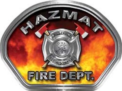  
	Hazmat Fire Fighter, EMS, Rescue Helmet Face Decal Reflective in Real Fire 
