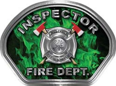  
	Inspector Fire Fighter, EMS, Rescue Helmet Face Decal Reflective in Inferno Green 
