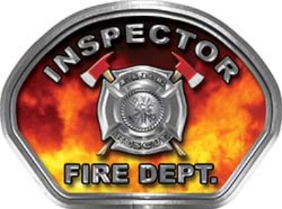  
	Inspector Fire Fighter, EMS, Rescue Helmet Face Decal Reflective in Real Fire 
