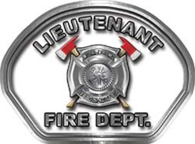  
	Lieutenant Fire Fighter, EMS, Rescue Helmet Face Decal Reflective in White 
