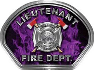  
	Lieutenant Fire Fighter, EMS, Rescue Helmet Face Decal Reflective in Inferno Purple 
