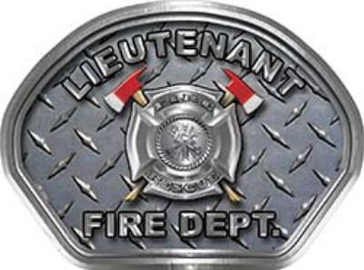  
	Lieutenant Fire Fighter, EMS, Rescue Helmet Face Decal Reflective With Diamond Plate 
