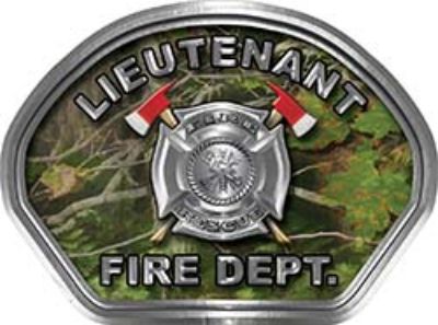  
	Lieutenant Fire Fighter, EMS, Rescue Helmet Face Decal Reflective in Real Camo 
