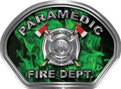  
	Paramedic Fire Fighter, EMS, Rescue Helmet Face Decal Reflective in Inferno Green 
