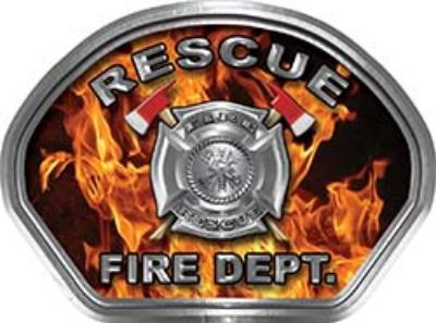  
	Rescue Fire Fighter, EMS, Rescue Helmet Face Decal Reflective in Inferno Real Flames 

