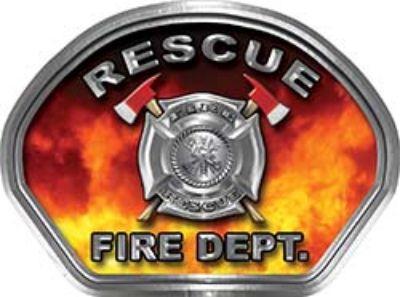  
	Rescue Fire Fighter, EMS, Rescue Helmet Face Decal Reflective in Real Fire 
