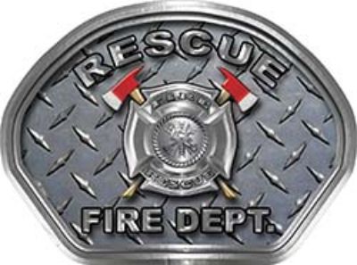  
	Rescue Fire Fighter, EMS, Rescue Helmet Face Decal Reflective With Diamond Plate 
