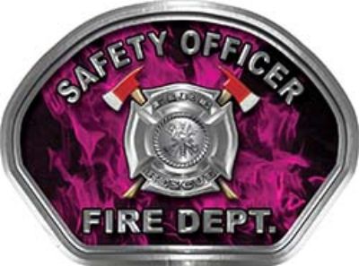  
	Safety Officer Fire Fighter, EMS, Rescue Helmet Face Decal Reflective in Inferno Pink 
