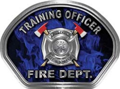  
	Training Officer Fire Fighter, EMS, Rescue Helmet Face Decal Reflective in Inferno Blue 
