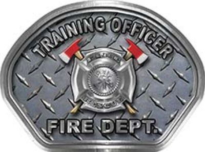  
	Training Officer Fire Fighter, EMS, Rescue Helmet Face Decal Reflective With Diamond Plate 
