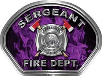  
	Sergeant Fire Fighter, EMS, Rescue Helmet Face Decal Reflective in Inferno Purple 

