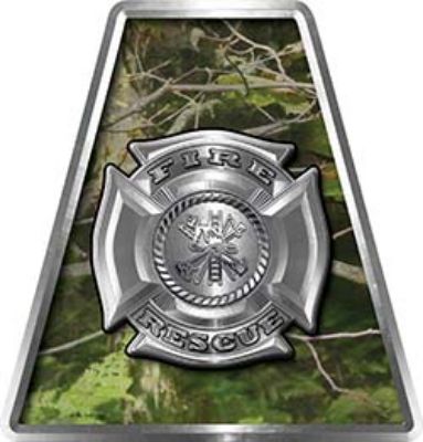 Fire Fighter, EMS, Rescue Helmet Tetrahedron Decal Reflective in Camo with Maltese Cross
