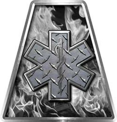 Fire Fighter, EMS, Rescue Helmet Tetrahedron Decal Reflective in Inferno Gray with  Star of Life