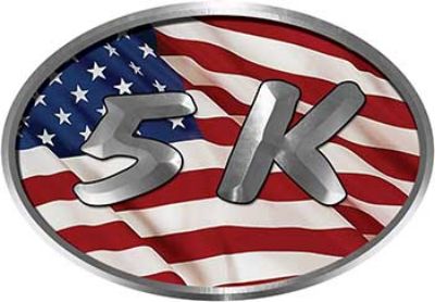 
	Oval Marathon Running Decal 5K with American Flag
