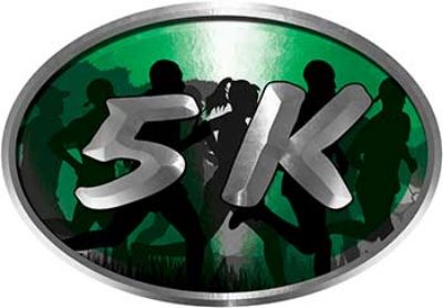 
	Oval Marathon Running Decal 5K in Green with Runners
