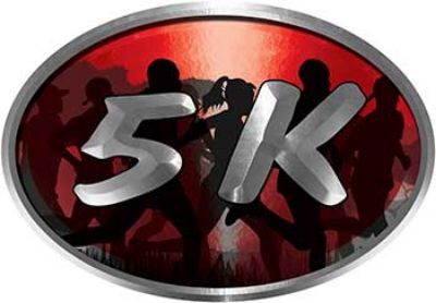 
	Oval Marathon Running Decal 5K in Red with Runners
