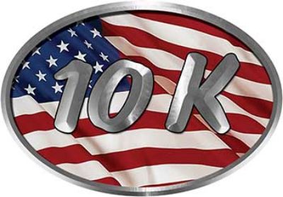 
	Oval Marathon Running Decal 10K with American Flag
