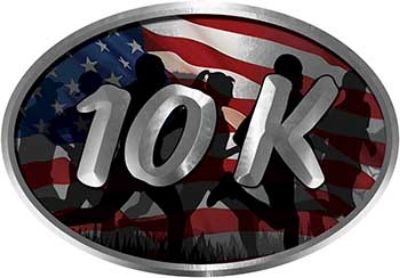 
	Oval Marathon Running Decal 10K American Flag with Runners